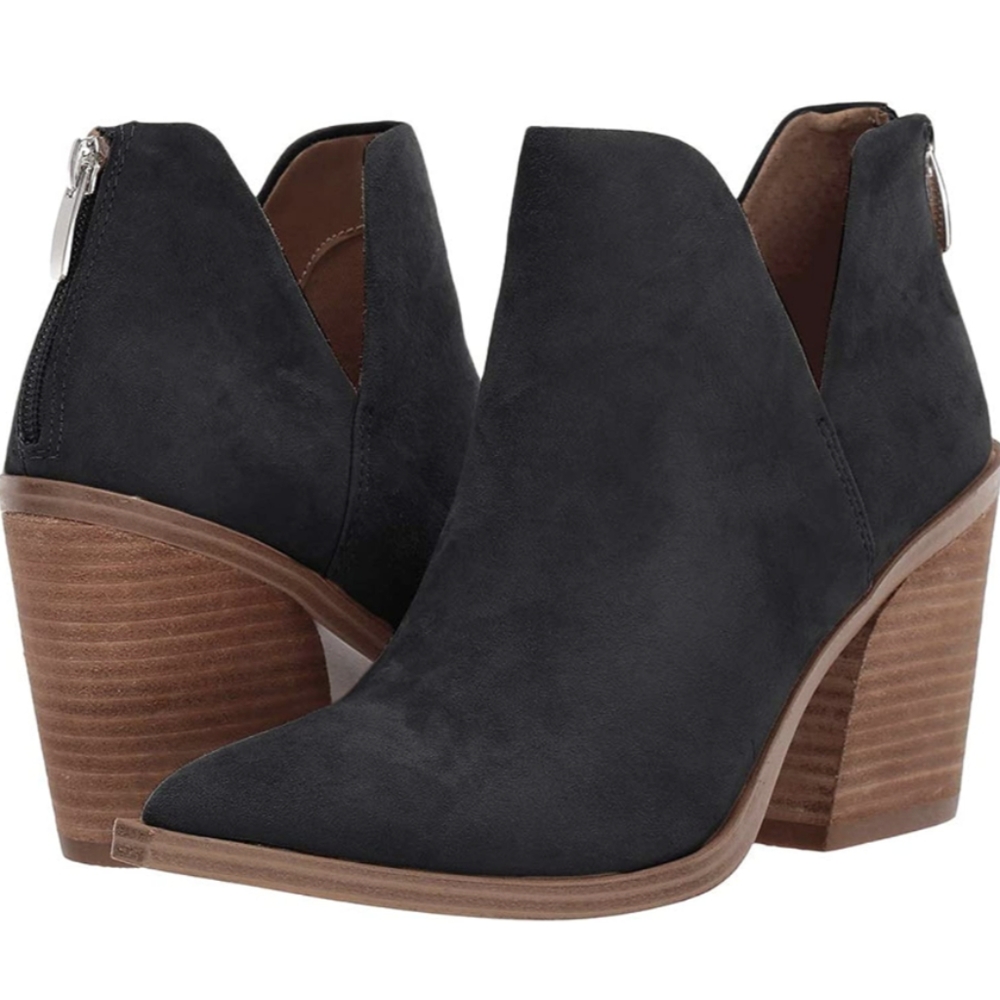 Black ankle boots with side cutout
